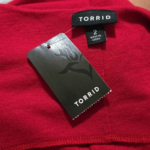 Torrid Scarlet Red Surplice Envelope Hem Ponte Bandage Dress Plus Size 2X New!!! - Picture 8 of 8